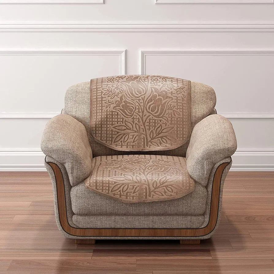 Cloth Fusion Italian Velvet Sofa Cover 5 Seater Set, Perfect Floral Embossed Sofa Cover 3 Seater and 2 Seater for Living Room